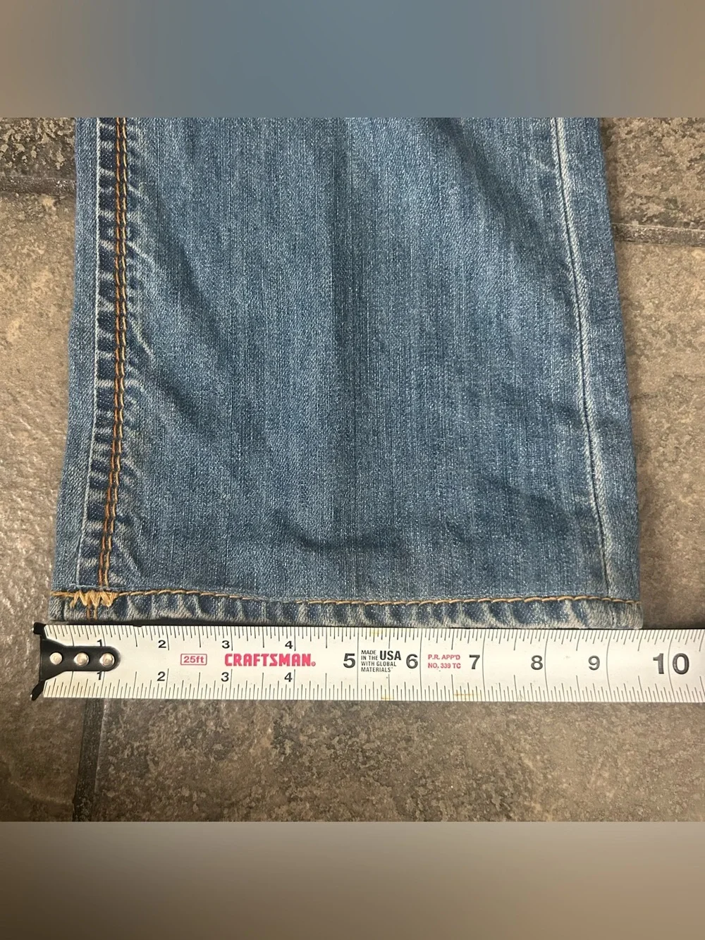 True Religion Jeans Adult Size 38 Blue Section Straight World Tour 5 Pocket Mens